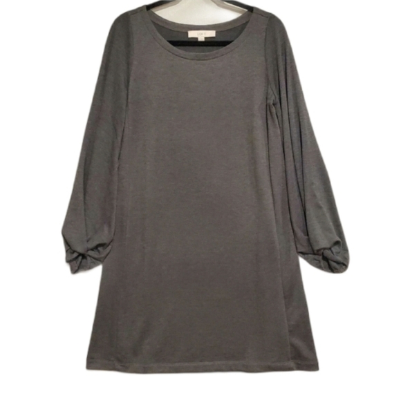 LOFT Dresses & Skirts - Loft A line long sleeve dress grey SMALL TALL